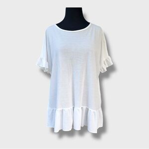 Hudson Gray White Flutter Short Sleeve Ruffled Top| Women’s M